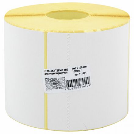 Этикетка ТермоЭко (100х100 мм), 1000 этикеток в ролике, светостойкость до 2 месяцев, 111964