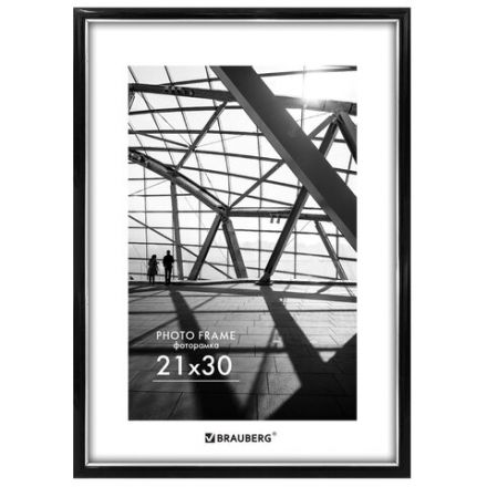 Рамка 21х30 см небьющаяся, багет 14,6 мм, пластик, BRAUBERG "Original Line", черная/серебро, 391234 Рамка 21х30 см небьющаяся, багет 14,6 мм, пластик, BRAUBERG "Original Line", черная/серебро, 391234