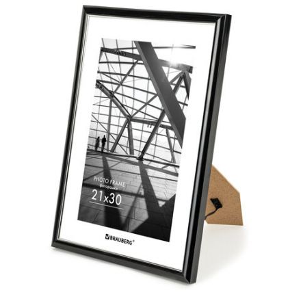 Рамка 21х30 см небьющаяся, багет 14,6 мм, пластик, BRAUBERG "Original Line", черная/серебро, 391234 Рамка 21х30 см небьющаяся, багет 14,6 мм, пластик, BRAUBERG "Original Line", черная/серебро, 391234