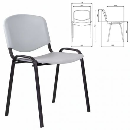 Стул STAFF "Iso Plast CF-009", черный каркас, пластик серый, 532570