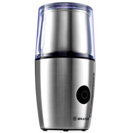 Кофемолка с капучинатором BRAYER BR1185, 200 Вт, вместимость 100 г, сталь Кофемолка с капучинатором BRAYER BR1185, 200 Вт, вместимость 100 г, сталь