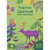 Картон цветной №1School, 10л, 10цв, А4, Живая природа, немелованный