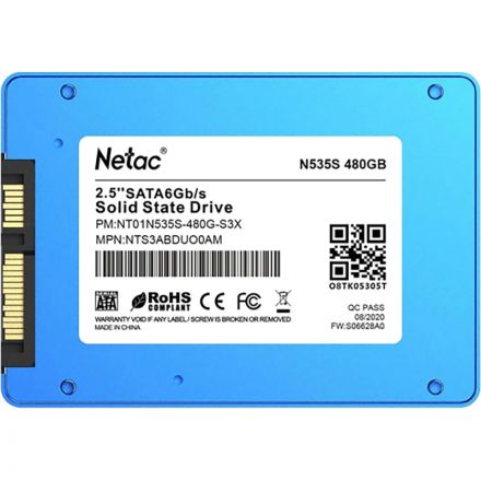SSD накопитель Netac SSD N535S 2.5 SATA 480GB(NT01N535S-480G-S3X) SSD накопитель Netac SSD N535S 2.5 SATA 480GB(NT01N535S-480G-S3X)