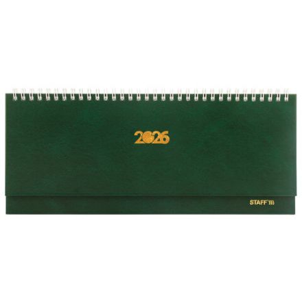 Планинг датированный 2026 300х130 мм, STAFF, гребень, обложка бумвинил, 64 л., зеленый, 117361