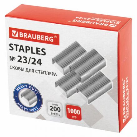 Скобы для степлера №23/24, 1000 штук, СВЕРХПРОЧНЫЕ, от 110 до 200 листов, BRAUBERG, 221165 Скобы для степлера №23/24, 1000 штук, СВЕРХПРОЧНЫЕ, от 110 до 200 листов, BRAUBERG, 221165