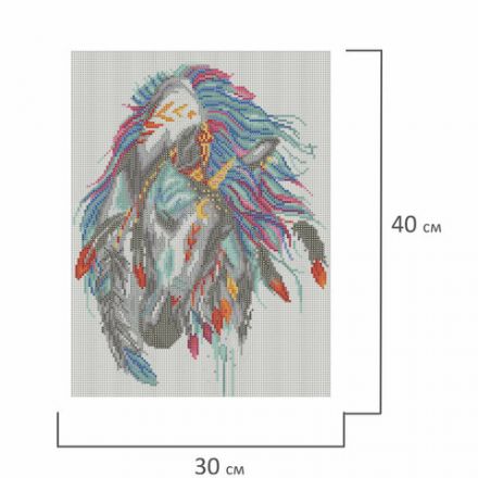 Картина стразами (алмазная мозаика) 30х40 см, ОСТРОВ СОКРОВИЩ "Индейская лошадь", без подрамника, 662403 Картина стразами (алмазная мозаика) 30х40 см, ОСТРОВ СОКРОВИЩ "Индейская лошадь", без подрамника, 662403