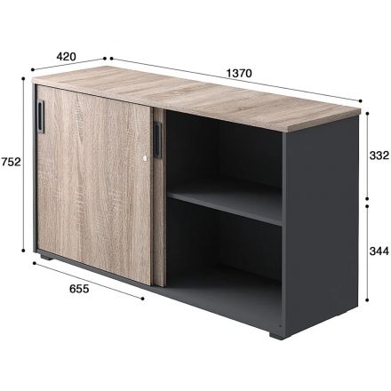 Шкаф-купе Комус Мебель К-Loft 241H041 1370х420х752 дуб сонома темн/графит