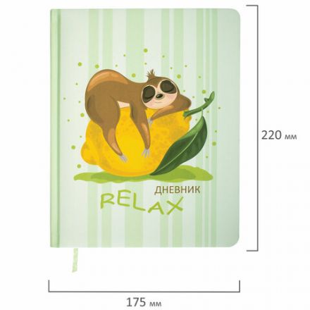 Дневник 1-11 класс 48 л., кожзам (твердая с поролоном), печать, наклейки, BRAUBERG, "Relax", 106190