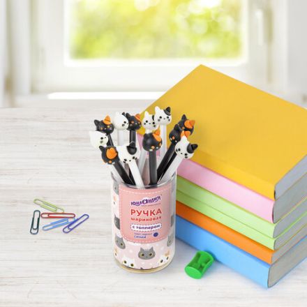 Ручка с топпером шариковая ЮНЛАНДИЯ "Кошка", корпус ассорти, СИНЯЯ, пишущий узел 0,7 мм, 143804 Ручка с топпером шариковая ЮНЛАНДИЯ "Кошка", корпус ассорти, СИНЯЯ, пишущий узел 0,7 мм, 143804