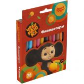 Фломастеры Мульти-Пульти "Чебурашка", 24цв., смываемые, картон, европодвес Фломастеры Мульти-Пульти "Чебурашка", 24цв., смываемые, картон, европодвес