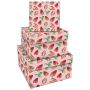 Набор квадратных коробок 3в1, MESHU "Strawberry", (19,5*19,5*11-15,5*15,5*9см) Набор квадратных коробок 3в1, MESHU "Strawberry", (19,5*19,5*11-15,5*15,5*9см)
