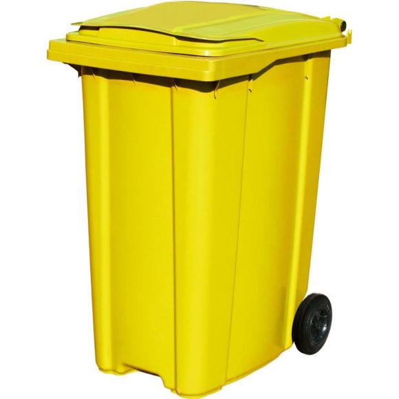 Контейнер-бак мусорный 360 л пластиковый на 2-х колесах с крышкой желтый