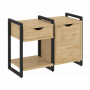 Loft Тумба на регулируемых опорах наборная. Вариант №3 VR.L-TN-3.O Тиквуд светлый/Чёрный металл 970*460*719 Loft Тумба на регулируемых опорах наборная. Вариант №3 VR.L-TN-3.O Тиквуд светлый/Чёрный металл 970*460*719