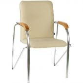 Стул Helmi HL-F03 "Самба", каркас металл хром, экокожа, бежевый, бук BOX1 Стул Helmi HL-F03 "Самба", каркас металл хром, экокожа, бежевый, бук BOX1