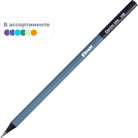 Карандаш чернографитный Комус Denim Mix, черн.дер., трехг, б/ласт, в асс Карандаш чернографитный Комус Denim Mix, черн.дер., трехг, б/ласт, в асс