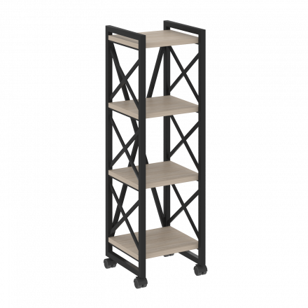 Loft Стеллаж на колесных опорах-4 полки VR.L-MST.K-4.4 Дуб аттик/Чёрный металл 400*400*1334 Loft Стеллаж на колесных опорах-4 полки VR.L-MST.K-4.4 Дуб аттик/Чёрный металл 400*400*1334