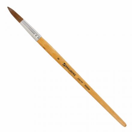 Кисть BRAUBERG, пони, круглая, № 8, 200194 Кисть BRAUBERG, пони, круглая, № 8, 200194