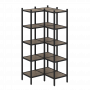 Loft Угловой внутренний стеллаж наборный VR.L-32 Тиквуд тёмный/Чёрный металл 862*862*1869