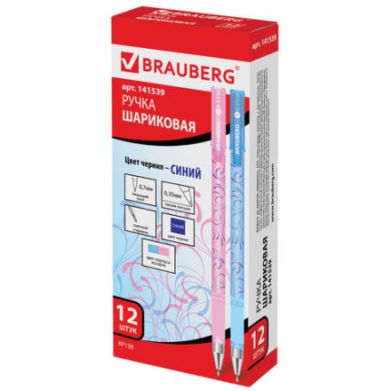 Ручка шариковая BRAUBERG "Flowertime", СИНЯЯ, корпус ассорти, узел 0,7 мм, линия письма 0,35 мм, 141539