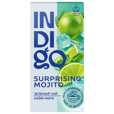 Чай INDIGO "Лайм-мята" зеленый, 24 пакетика в конвертах по 1,7 г, HERB0077 Чай INDIGO "Лайм-мята" зеленый, 24 пакетика в конвертах по 1,7 г, HERB0077