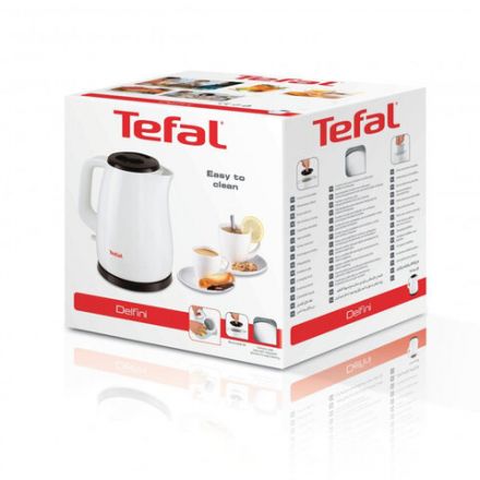 Чайник TEFAL KO150130, 1,5 л, 2400 Вт, закрытый нагревательный элемент, пластик, белый, 7211002180 Чайник TEFAL KO150130, 1,5 л, 2400 Вт, закрытый нагревательный элемент, пластик, белый, 7211002180