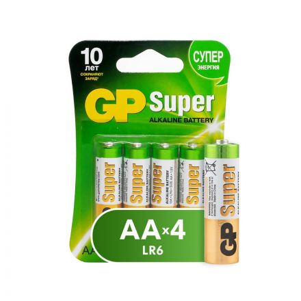Батарейки GP Super пальчиковые AA LR6 (4 штуки в упаковке)