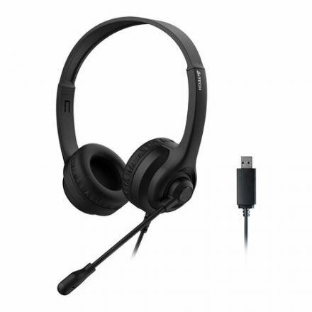 Наушники с микрофоном (гарнитура) A4TECH HU-8, проводные, 2 м, USB, черные, 1874958 Наушники с микрофоном (гарнитура) A4TECH HU-8, проводные, 2 м, USB, черные, 1874958
