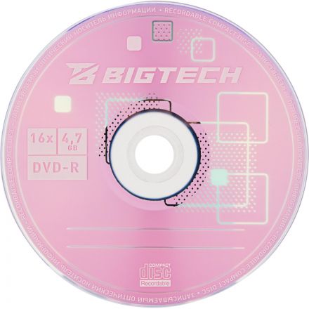 Носители информации Bigtech YDVDRB004 DVD-R 4,7 Гб/16x/10шт/уп cake box Носители информации Bigtech YDVDRB004 DVD-R 4,7 Гб/16x/10шт/уп cake box