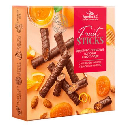 Конфеты шоколадные "Fruit Sticks" с курагой и миндалем, 175 г, БЕРЕСТОВ А.С., УТ-00031674 Конфеты шоколадные "Fruit Sticks" с курагой и миндалем, 175 г, БЕРЕСТОВ А.С., УТ-00031674