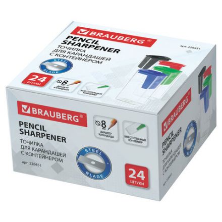 Точилка BRAUBERG "Assistant", с контейнером, пластиковая, корпус ассорти, 228451 Точилка BRAUBERG "Assistant", с контейнером, пластиковая, корпус ассорти, 228451