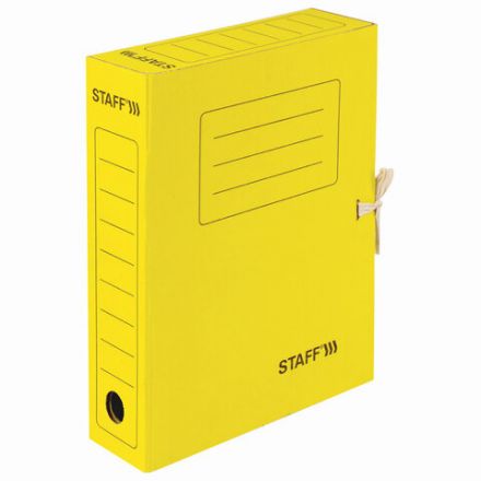 Папка архивная с завязками А4 (325х250 мм), 75 мм, до 700 листов, микрогофрокартон, ЖЕЛТАЯ, STAFF, 128873 Папка архивная с завязками А4 (325х250 мм), 75 мм, до 700 листов, микрогофрокартон, ЖЕЛТАЯ, STAFF, 128873