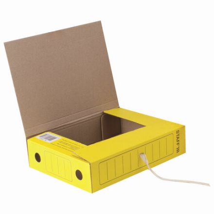 Папка архивная с завязками А4 (325х250 мм), 75 мм, до 700 листов, микрогофрокартон, ЖЕЛТАЯ, STAFF, 128873 Папка архивная с завязками А4 (325х250 мм), 75 мм, до 700 листов, микрогофрокартон, ЖЕЛТАЯ, STAFF, 128873