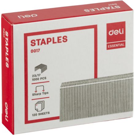 Скобы для степлера №23/17 Deli Е0017 оцинкованные 1000 шт./уп Скобы для степлера №23/17 Deli Е0017 оцинкованные 1000 шт./уп
