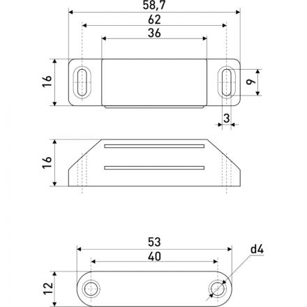 Накладка УЗК_магнит мебельный StahlBuro 60х15 (15937) компл-4шт коричневый