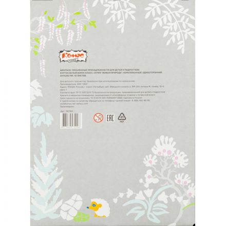 Картон белый №1School, 10л ,А4, Живая природа, немелованный