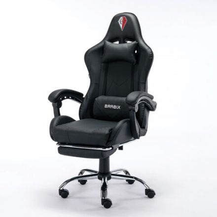 Кресло компьютерное BRABIX "Dexter GM-135", подножка, две подушки, экокожа, черное, 532800 Кресло компьютерное BRABIX "Dexter GM-135", подножка, две подушки, экокожа, черное, 532800