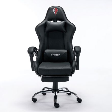 Кресло компьютерное BRABIX "Dexter GM-135", подножка, две подушки, экокожа, черное, 532800 Кресло компьютерное BRABIX "Dexter GM-135", подножка, две подушки, экокожа, черное, 532800