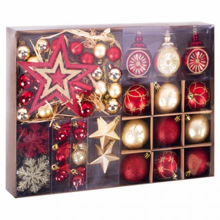 Шары новогодние ёлочные "Red & Gold Luxury" 70 предметов, красный/золото, ЗОЛОТАЯ СКАЗКА, 591714 Шары новогодние ёлочные "Red & Gold Luxury" 70 предметов, красный/золото, ЗОЛОТАЯ СКАЗКА, 591714