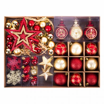 Шары новогодние ёлочные "Red & Gold Luxury" 70 предметов, красный/золото, ЗОЛОТАЯ СКАЗКА, 591714 Шары новогодние ёлочные "Red & Gold Luxury" 70 предметов, красный/золото, ЗОЛОТАЯ СКАЗКА, 591714