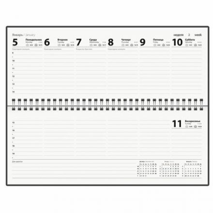 Планинг датированный 2026 285х112 мм, STAFF, гребень, картонная обложка, 64 л., "Россия", 117362