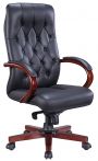 Кресло Everprof Monaco Wood (Монако Вуд) Кожа Черный