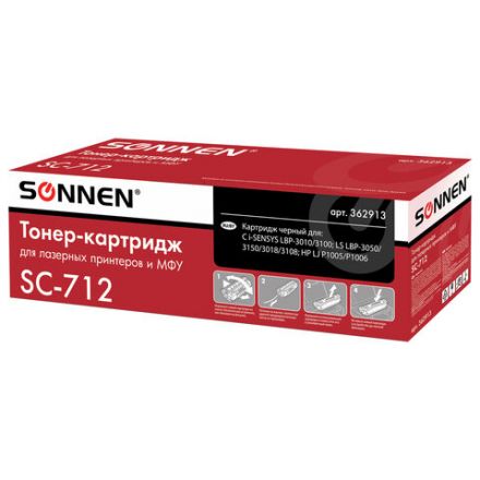 Картридж лазерный SONNEN (SC-712) для CANON LBP-3010/3100, ВЫСШЕЕ КАЧЕСТВО, ресурс 1500 стр., 362913 Картридж лазерный SONNEN (SC-712) для CANON LBP-3010/3100, ВЫСШЕЕ КАЧЕСТВО, ресурс 1500 стр., 362913