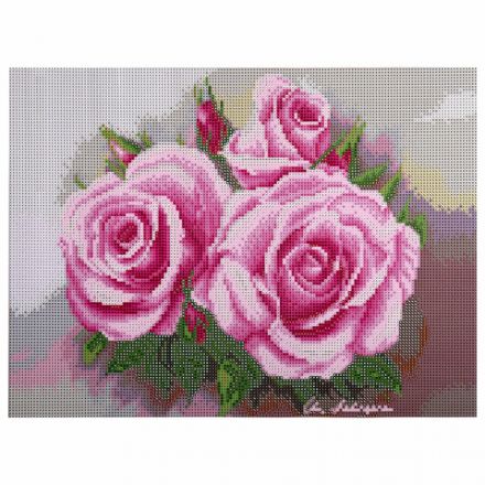 Картина стразами (алмазная мозаика) 30х40 см, ОСТРОВ СОКРОВИЩ "Нежность роз", без подрамника, 662404 Картина стразами (алмазная мозаика) 30х40 см, ОСТРОВ СОКРОВИЩ "Нежность роз", без подрамника, 662404