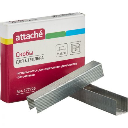 Скобы для степлера №23/13 Attache оцинкованные (1000 штук в упаковке) Скобы для степлера №23/13 Attache оцинкованные (1000 штук в упаковке)
