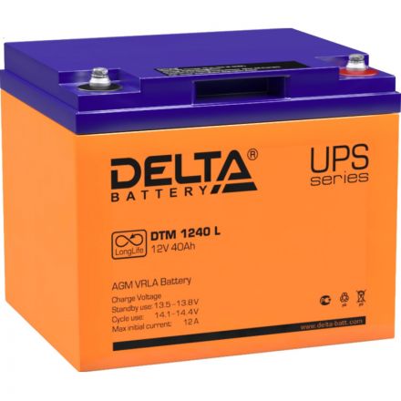 Батарея для ИБП Delta DTM 1240 L 12В/40, болт М6 (198x166x170мм) Батарея для ИБП Delta DTM 1240 L 12В/40, болт М6 (198x166x170мм)