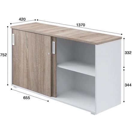 Шкаф-купе Комус Мебель К-Loft 241H041 1370х420х752 дуб сонома темн/белый