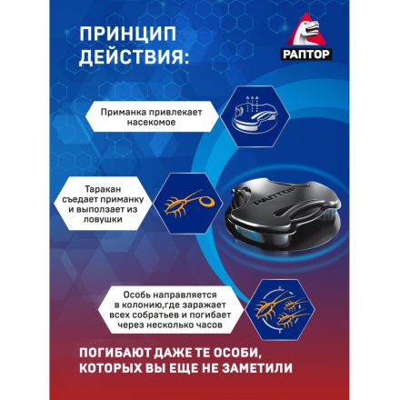 Средство от насекомых РАПТОР Ловушка от тараканов 6 шт Средство от насекомых РАПТОР Ловушка от тараканов 6 шт