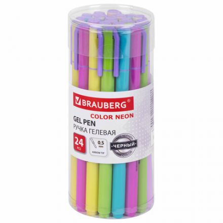 Ручка гелевая BRAUBERG "COLOR NEON", ЧЕРНАЯ, корпус ассорти, узел 0,5 мм, линия 0,35 мм, 144120 Ручка гелевая BRAUBERG "COLOR NEON", ЧЕРНАЯ, корпус ассорти, узел 0,5 мм, линия 0,35 мм, 144120