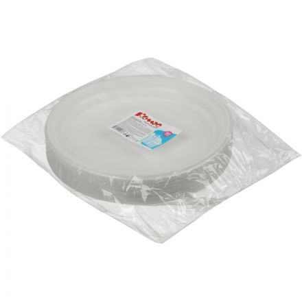 Тарелка одноразовая Комус d 210мм, белая, ПП, 50шт/уп