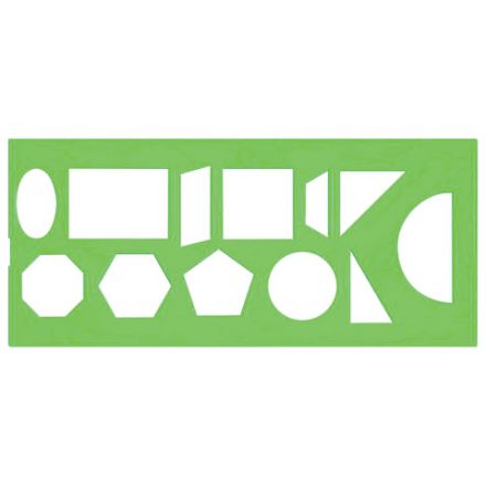 Трафарет геометрических фигур, 12 элементов, зеленый, ТТ11 Трафарет геометрических фигур, 12 элементов, зеленый, ТТ11